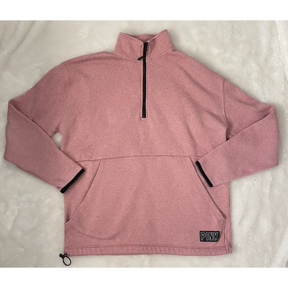 PINK VS Victoria's Secret Sweatshirt Womens S Cozy 1/4-Zip Sweatshirt Pink